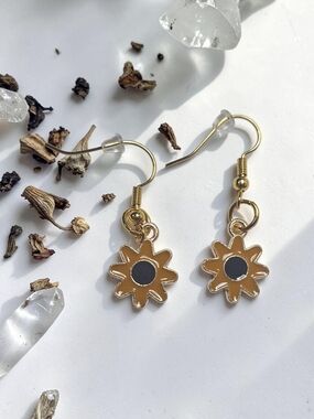 Gold Sunflower Dangle Earrings  Women Jewelry